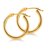 14K Solid Yellow Gold 15MM Shiny Tube Hoop Earrings, Tube Hoop Earrings, Round Hoop Earrings, Gold Hoop Earrings, Hinged Clasp Hoop Earrings, 15mm Hoop Earrings